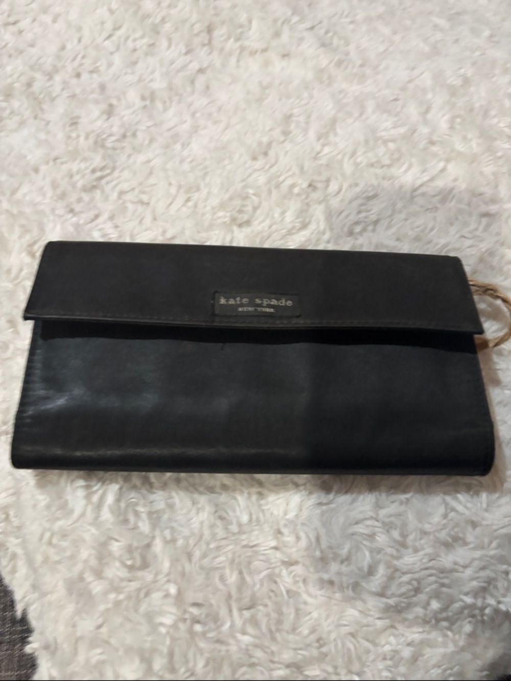 kate spade Black Foldover  Nylon Clutch/Wallet